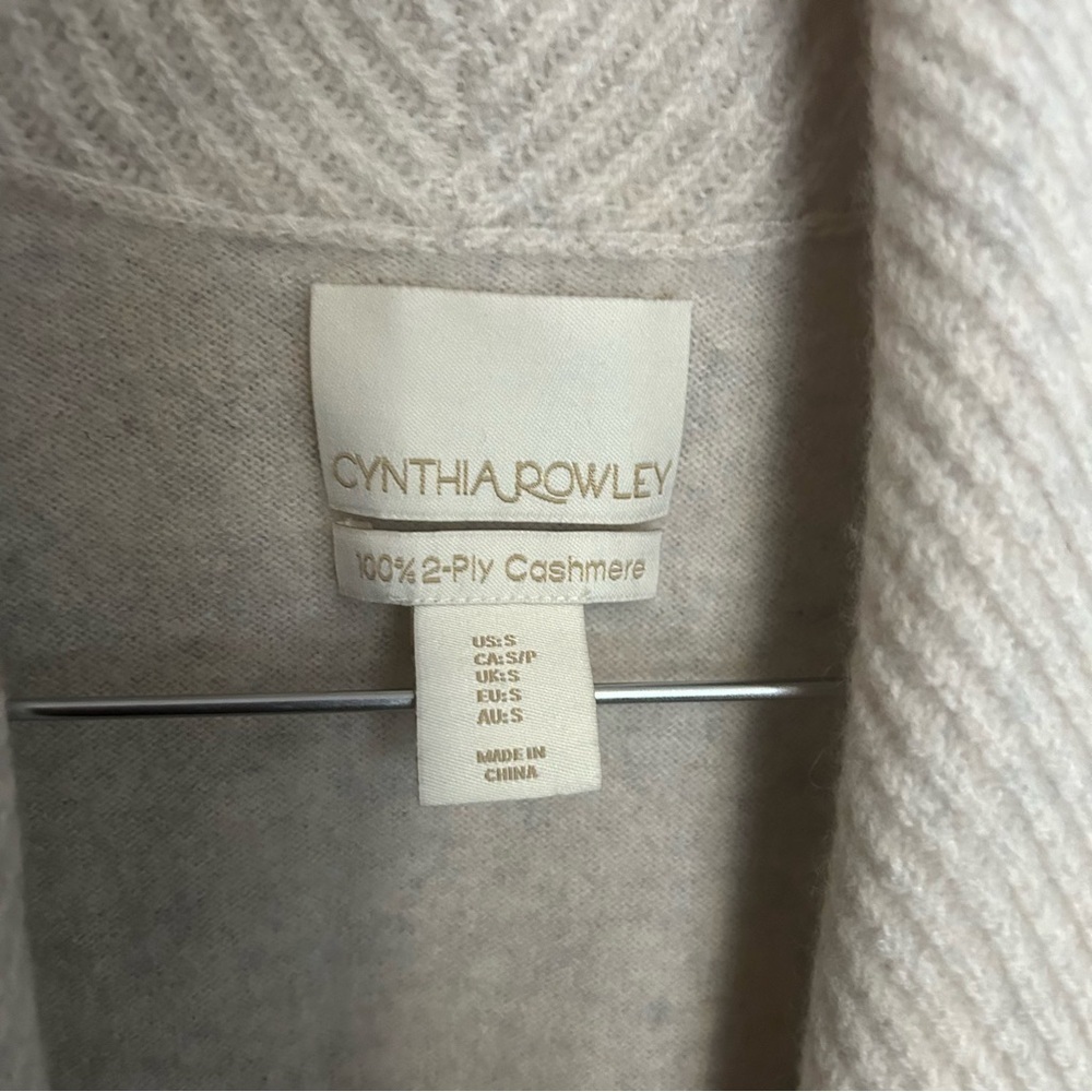 Cynthia Rowley 100% Cashmere Beige Open Front Cardigan Sweater Size Small - Picture 2 of 5
